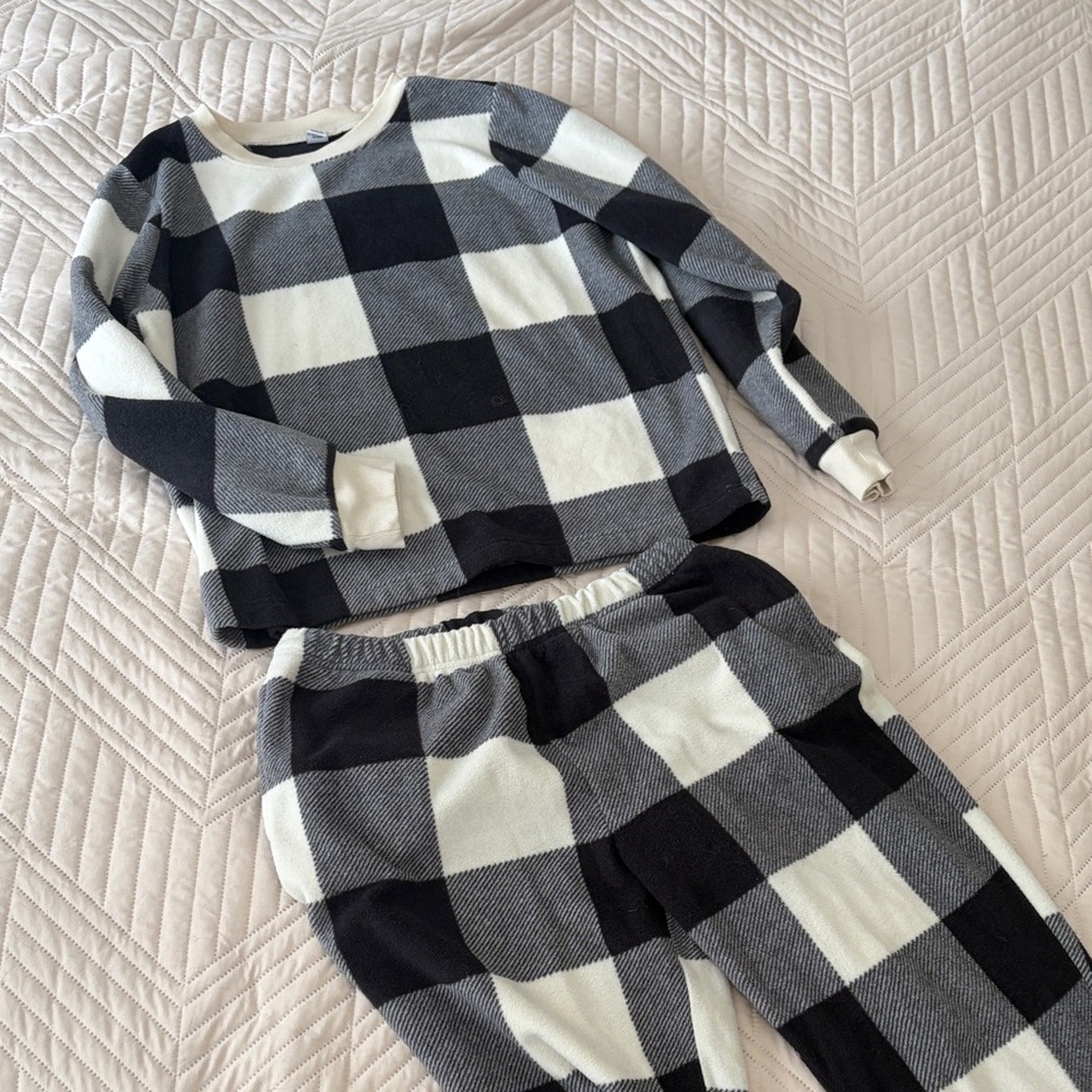 Plaid Black and White Matching Pajama Set